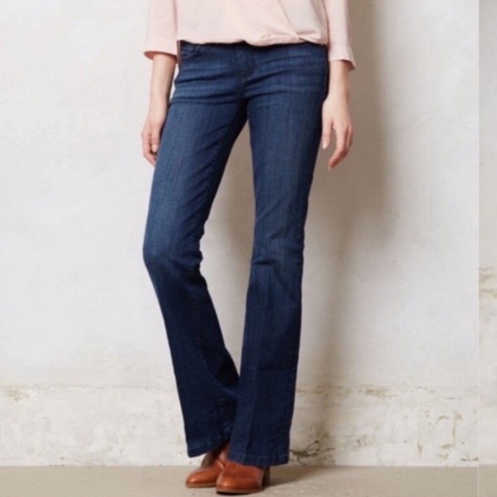 Anthropologie Pilcro And The Letterpress Stet Flare Jeans Dark Wash 28 - Picture 1 of 8